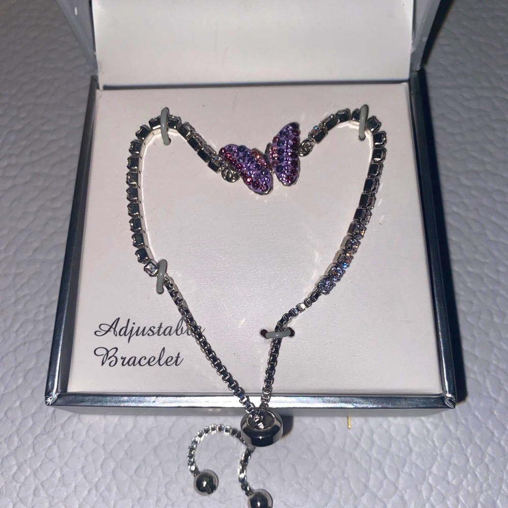 Adjustable Multi-Colored Butterfly Bracelet
